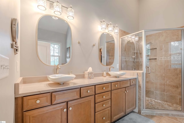 9 Windswept Knoll Dr, Taylors, SC 29687 - bathroom with double vanity and a shower stall