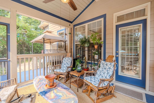 9 Windswept Knoll Dr, Taylors, SC 29687 - sunroom with vaulted ceiling and ceiling fan
