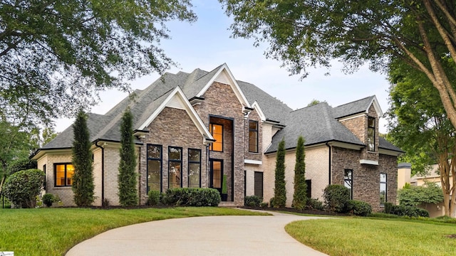 601 Brixton Cir, Simpsonville, SC 29681 - view of front of property with a shingled roof, a front yard, and brick siding