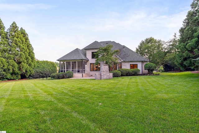 601 Brixton Cir, Simpsonville, SC 29681 - back of property with a sunroom and a lawn