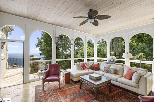 33 Southview Ledge Rd, Landrum, SC 29356 - sunroom with ceiling fan and outdoor lounge area