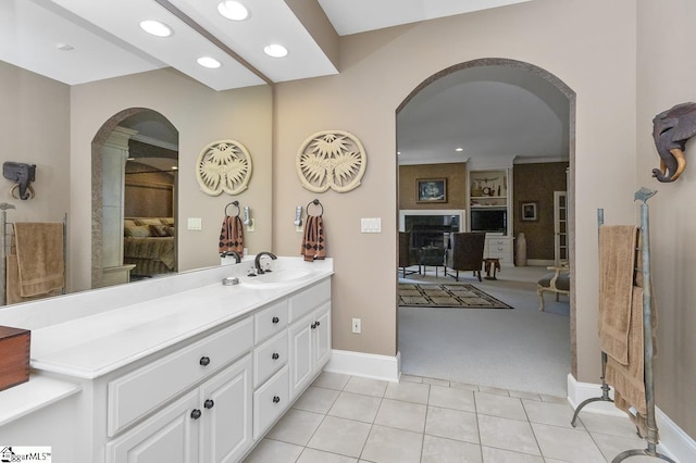 33 Southview Ledge Rd, Landrum, SC 29356 - bathroom featuring vanity, tile patterned flooring, baseboards, and recessed lighting