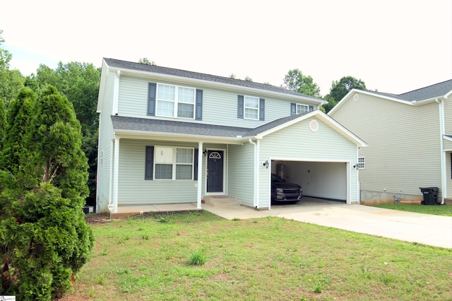213 Kingscreek Dr, Greer, SC 29650 - traditional-style house with an attached garage, concrete driveway, a front yard, and entry steps