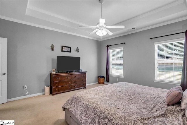 102 Eagle Pass Dr, Taylors, SC 29687 - bedroom with multiple windows, carpet, ornamental molding, a raised ceiling, and baseboards