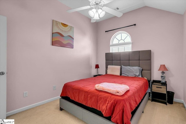 102 Eagle Pass Dr, Taylors, SC 29687 - carpeted bedroom featuring baseboards, vaulted ceiling, and a ceiling fan