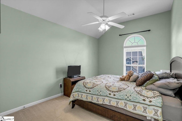 102 Eagle Pass Dr, Taylors, SC 29687 - bedroom featuring carpet, vaulted ceiling, baseboards, and ceiling fan