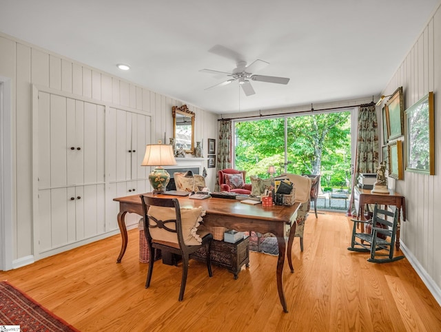 11 Hearthstone Ln, Landrum, SC 29356 - dining area featuring a ceiling fan, light wood-type flooring, and a decorative wall