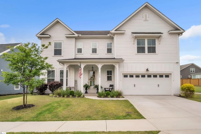 706 Torridon Ln, Simpsonville, SC 29681 - view of front of property featuring a porch, an attached garage, driveway, and board and batten siding