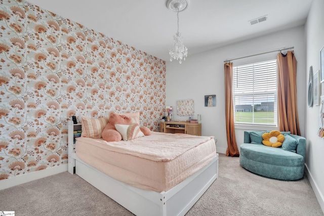 706 Torridon Ln, Simpsonville, SC 29681 - carpeted bedroom featuring a chandelier and baseboards