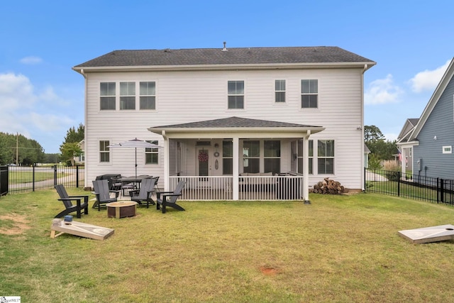706 Torridon Ln, Simpsonville, SC 29681 - rear view of house with a fire pit