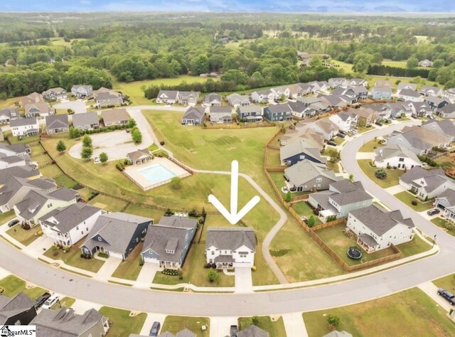 706 Torridon Ln, Simpsonville, SC 29681 - aerial overview of property's location featuring nearby suburban area and a heavily wooded area