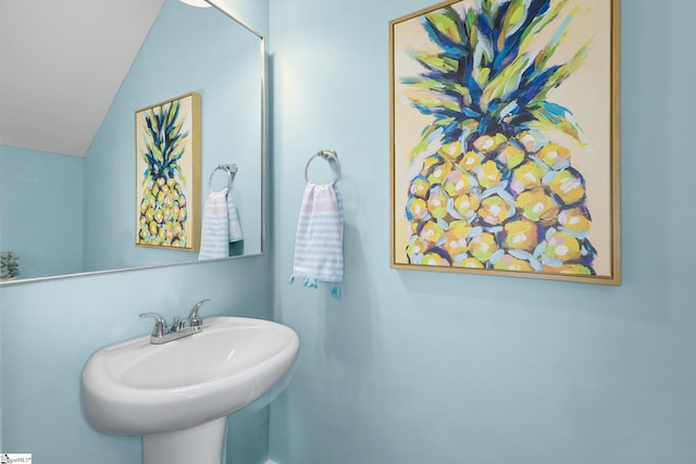 219 Button Willow St, Taylors, SC 29687 - bathroom featuring lofted ceiling and a sink