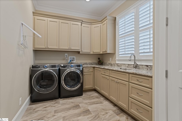 105 Hampton Grove Way, Greenville, SC 29617 - washroom with separate washer and dryer, crown molding, and cabinet space