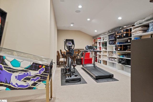 105 Hampton Grove Way, Greenville, SC 29617 - exercise area featuring recessed lighting, carpet floors, and vaulted ceiling