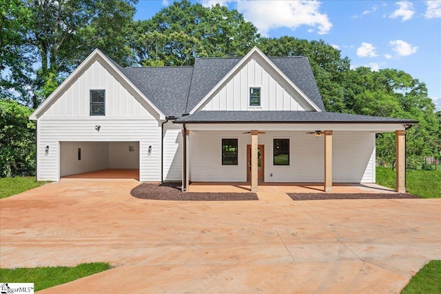 148 Duncan Chapel Rd, Greenville, SC 29617 - modern farmhouse with board and batten siding, a shingled roof, concrete driveway, and a garage