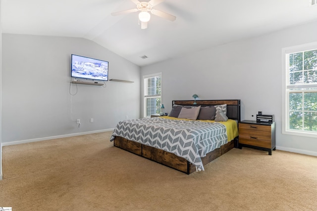 835 Terrace Creek Dr, Duncan, SC 29334 - bedroom featuring light carpet, lofted ceiling, and multiple windows