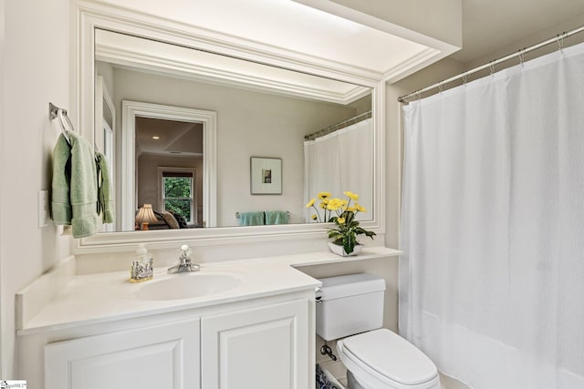 120 Thornblade Blvd, Greer, SC 29650 - bathroom featuring vanity, toilet, and curtained shower