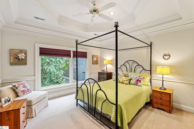 120 Thornblade Blvd, Greer, SC 29650 - carpeted bedroom with a raised ceiling, crown molding, and ceiling fan