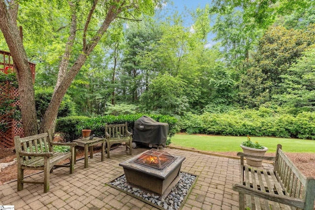 120 Thornblade Blvd, Greer, SC 29650 - view of patio / terrace featuring area for grilling and an outdoor fire pit