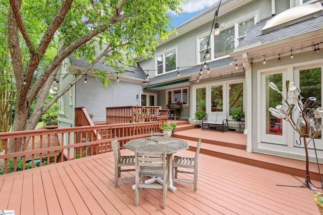 120 Thornblade Blvd, Greer, SC 29650 - wooden deck featuring outdoor dining space and french doors
