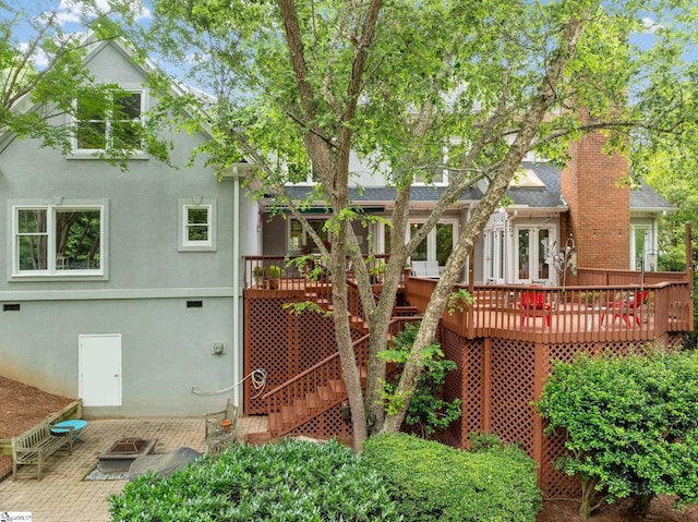 120 Thornblade Blvd, Greer, SC 29650 - rear view of property featuring a wooden deck, stairs, and crawl space