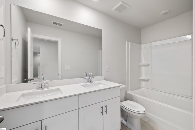 925 Appalachian Dr, Moore, SC 29369 - full bath with double vanity, toilet, shower / tub combination, and tile patterned floors
