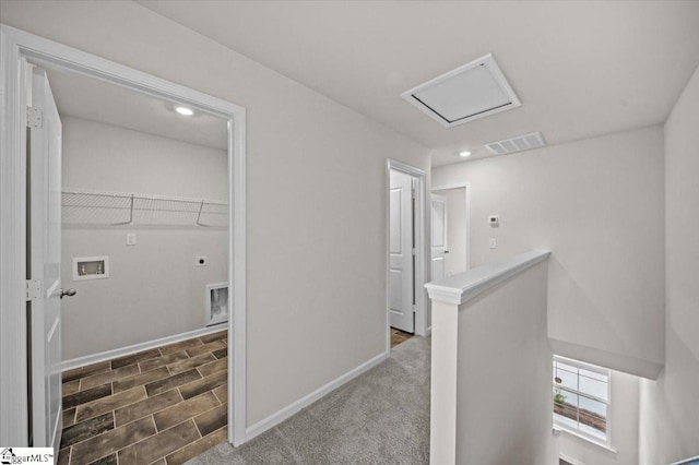 215 Islay Way, Anderson, SC 29621 - hall featuring an upstairs landing, attic access, recessed lighting, and carpet floors