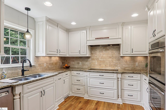 310 Wofford Rd, Pauline, SC 29374 - kitchen featuring a sink, appliances with stainless steel finishes, white cabinetry, light wood finished floors, and recessed lighting