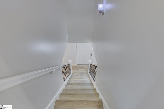 9 Mountain Brook Trl, Greenville, SC 29609 - stairway with wood finished floors and baseboards