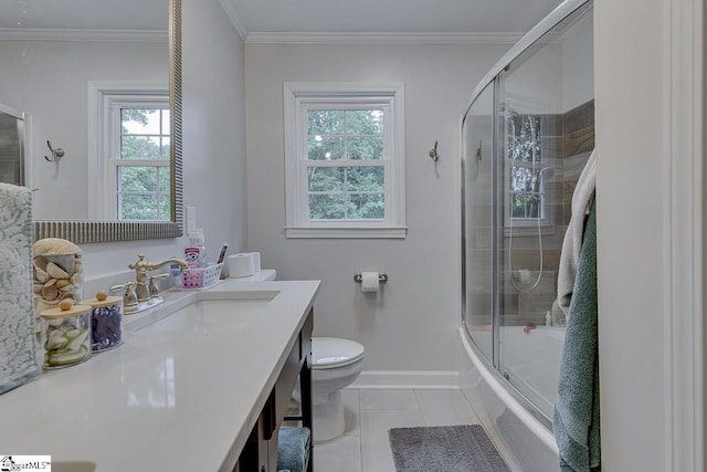 9 Mountain Brook Trl, Greenville, SC 29609 - full bath with toilet, vanity, plenty of natural light, tile patterned flooring, and ornamental molding