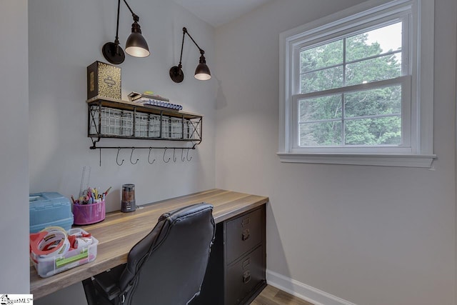 9 Mountain Brook Trl, Greenville, SC 29609 - office area featuring baseboards and wood finished floors