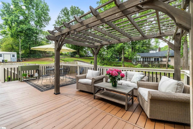 109 Appomattox Dr, Simpsonville, SC 29681 - wooden deck with outdoor lounge area and a pergola