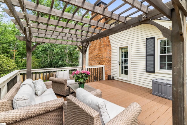 109 Appomattox Dr, Simpsonville, SC 29681 - wooden deck featuring outdoor lounge area and a pergola