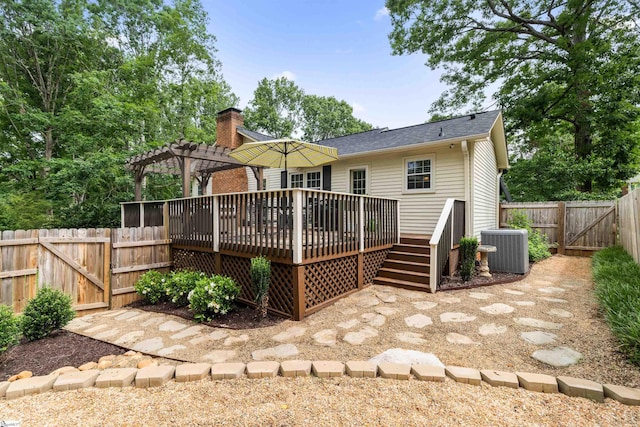 109 Appomattox Dr, Simpsonville, SC 29681 - back of house featuring a gate, a deck, a fenced backyard, a pergola, and roof with shingles
