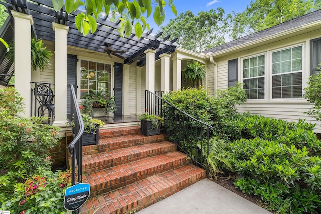 109 Appomattox Dr, Simpsonville, SC 29681 - doorway to property with covered porch and a pergola
