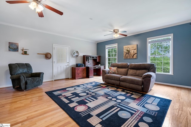 101 Long View Ln, Pickens, SC 29671 - living area with a ceiling fan, ornamental molding, and wood finished floors