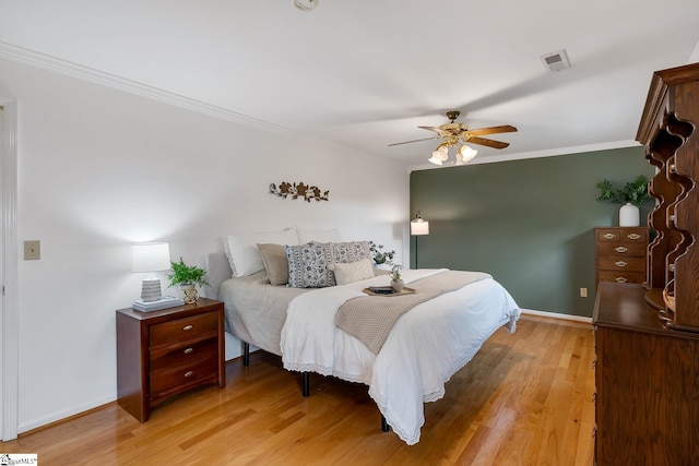 101 Long View Ln, Pickens, SC 29671 - bedroom featuring light wood-style floors, baseboards, crown molding, and a ceiling fan