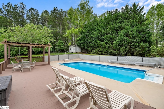 101 Long View Ln, Pickens, SC 29671 - view of swimming pool with outdoor dining area, a deck, a diving board, and view of scattered trees