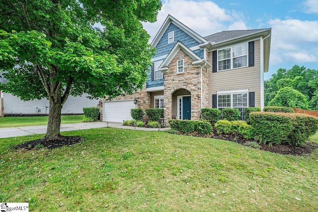 9 Peninsula Ct, Simpsonville, SC 29681 - view of front of house with stone siding, driveway, and a front yard