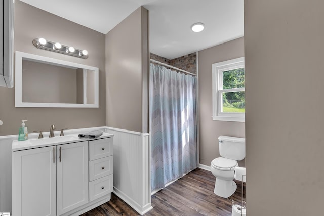 12 Ridgeline Dr, Liberty, SC 29657 - bathroom featuring toilet, vanity, wood finished floors, and curtained shower