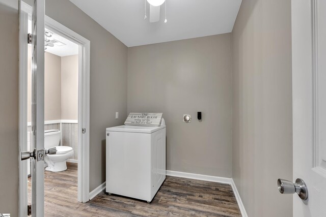 12 Ridgeline Dr, Liberty, SC 29657 - washroom with washer / dryer, wood finished floors, baseboards, and ceiling fan