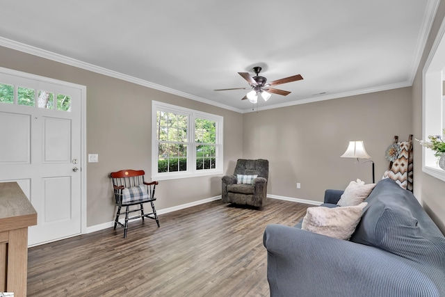 12 Ridgeline Dr, Liberty, SC 29657 - sitting room featuring wood finished floors, baseboards, crown molding, and a ceiling fan