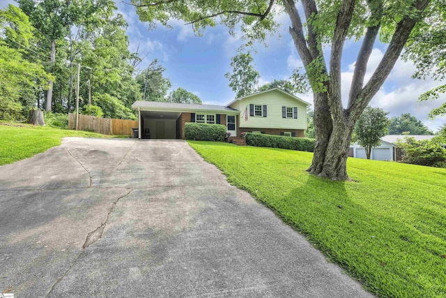 12 Ridgeline Dr, Liberty, SC 29657 - split level home with concrete driveway, an attached carport, and brick siding