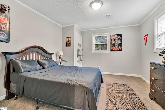 405 Wilson Bridge Rd, Simpsonville, SC 29680 - bedroom featuring light colored carpet, baseboards, a textured ceiling, and ornamental molding