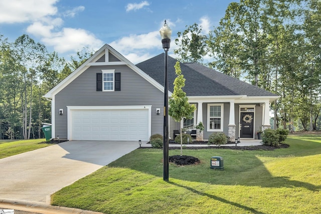 4250 Winding Ridge Ln, Boiling Springs, SC 29316 - craftsman house with driveway, covered porch, a front yard, and roof with shingles