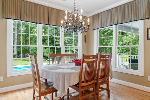 119 Oak Crest Cir, Seneca, SC 29672 - dining room featuring baseboards, healthy amount of natural light, light wood-type flooring, and crown molding
