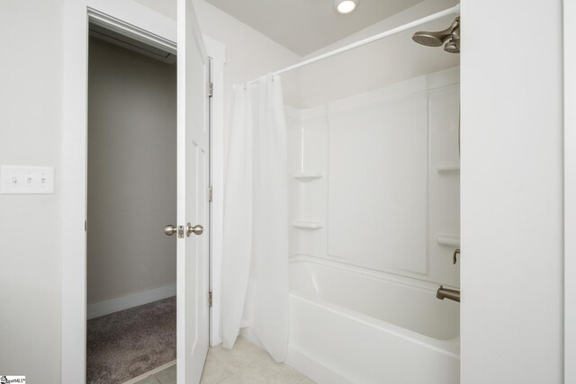 116 Quiet Creek Ct, Simpsonville, SC 29681 - full bathroom with shower / bath combination with curtain and tile patterned flooring