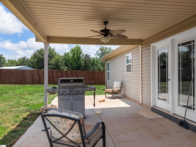 825 Brennan Way, Lyman, SC 29365 - view of patio / terrace with ceiling fan and a grill
