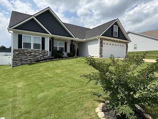 844 Brennan Way, Lyman, SC 29365 - craftsman inspired home featuring stone siding, a front lawn, and roof with shingles