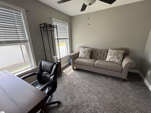 844 Brennan Way, Lyman, SC 29365 - carpeted office space featuring a ceiling fan, baseboards, and plenty of natural light